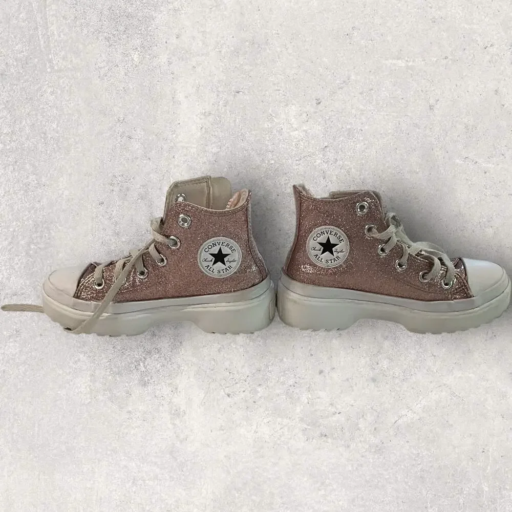 Converse Kids 13.5 High Top Sneakers Pink Glitter Sparkle All Star Shoes